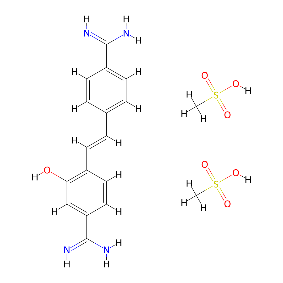 Hydroxystilbamidine bis(methanesulfonate) molecular structure, CAS 223769-64-0