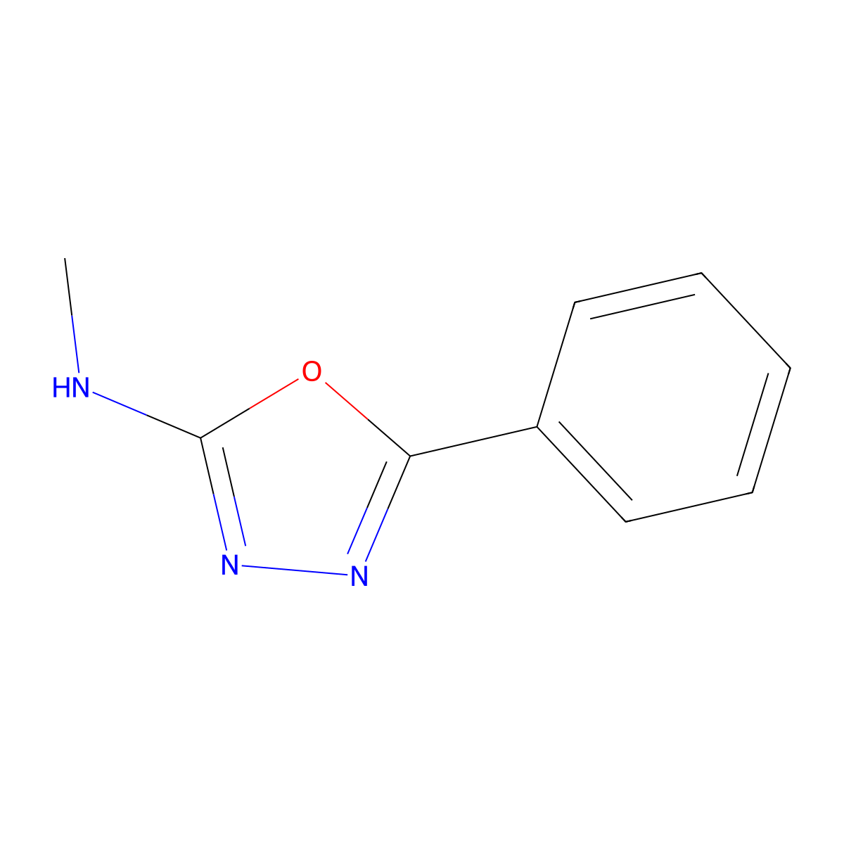 N-methyl-5-phenyl-1,3,4-oxadiazol-2-amine molecular structure, CAS 22377-39-5
