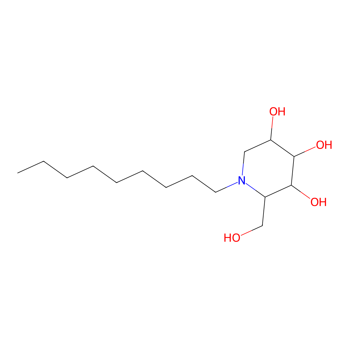 N-(n-Nonyl)deoxygalactonojirimycin molecular structure, CAS 223771-83-3