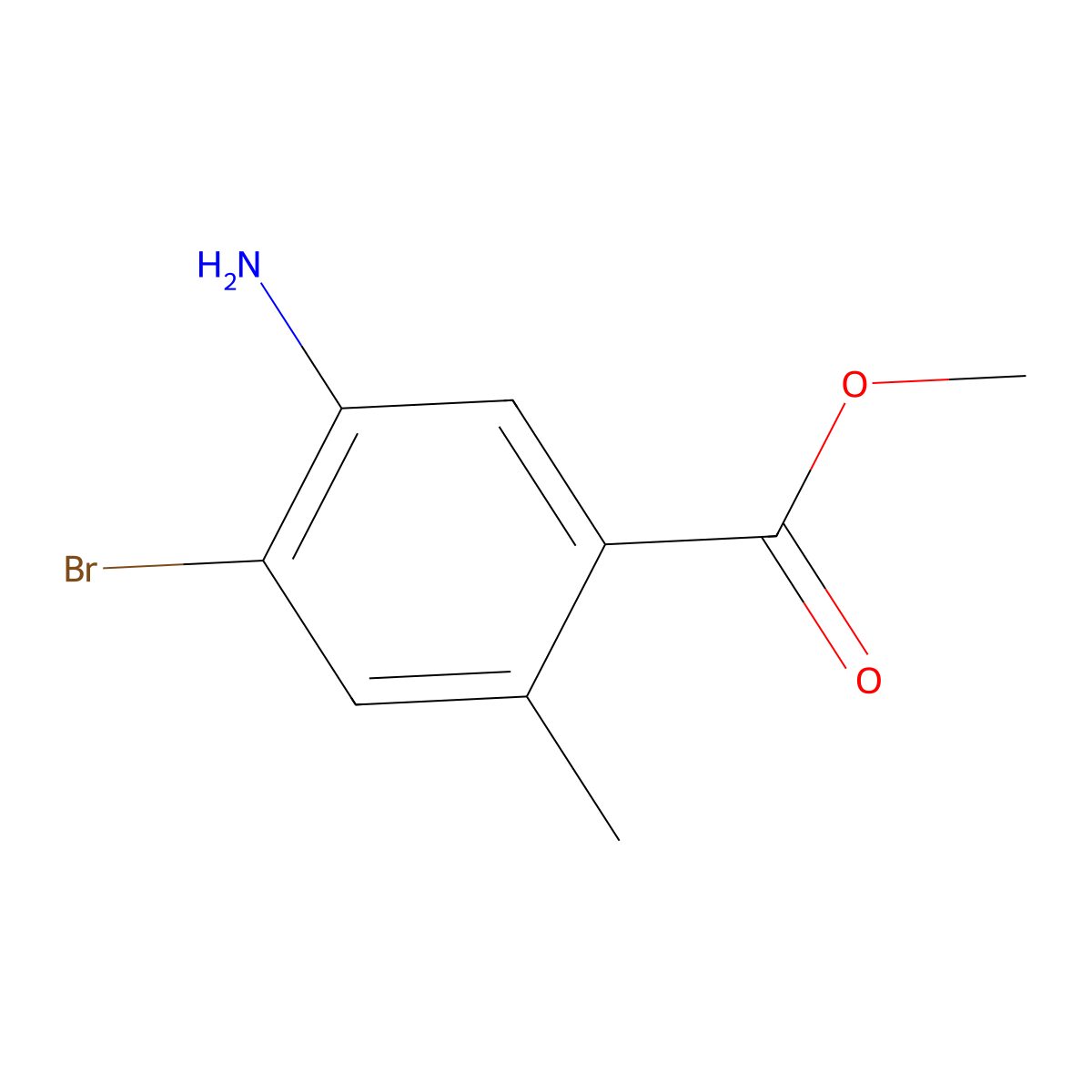 Methyl 5-amino-4-bromo-2-methylbenzoate molecular structure, CAS 22378-66-1