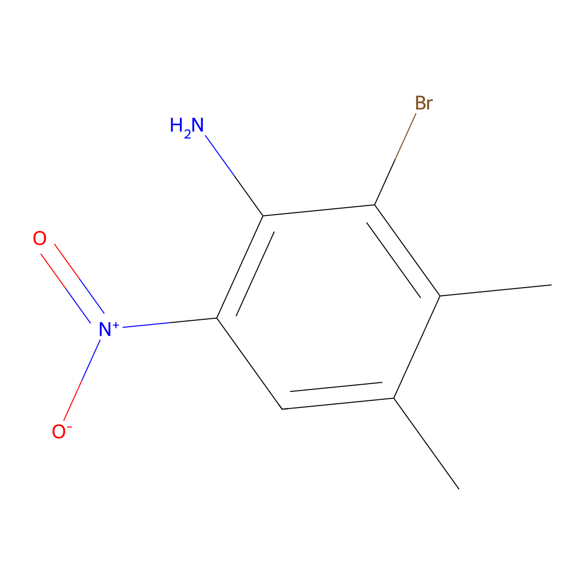 2-Bromo-3,4-dimethyl-6-nitroaniline molecular structure, CAS 22378-67-2