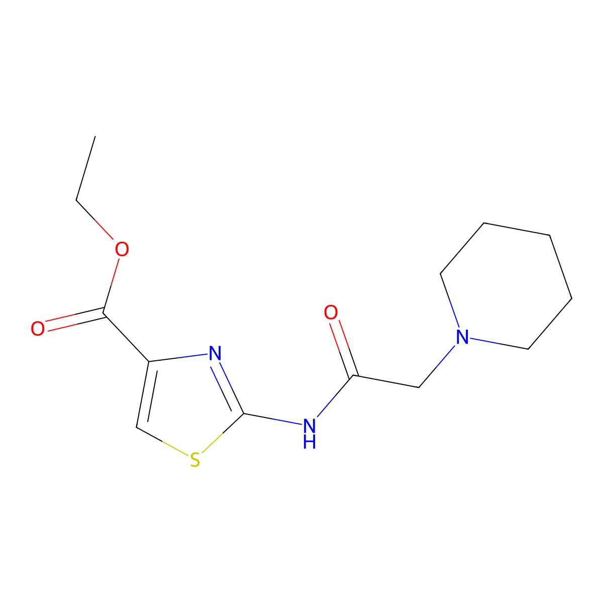 Ethyl 2-[(2-piperidinoacetyl)amino]-1,3-thiazole-4-carboxylate molecular structure, CAS 223790-92-9
