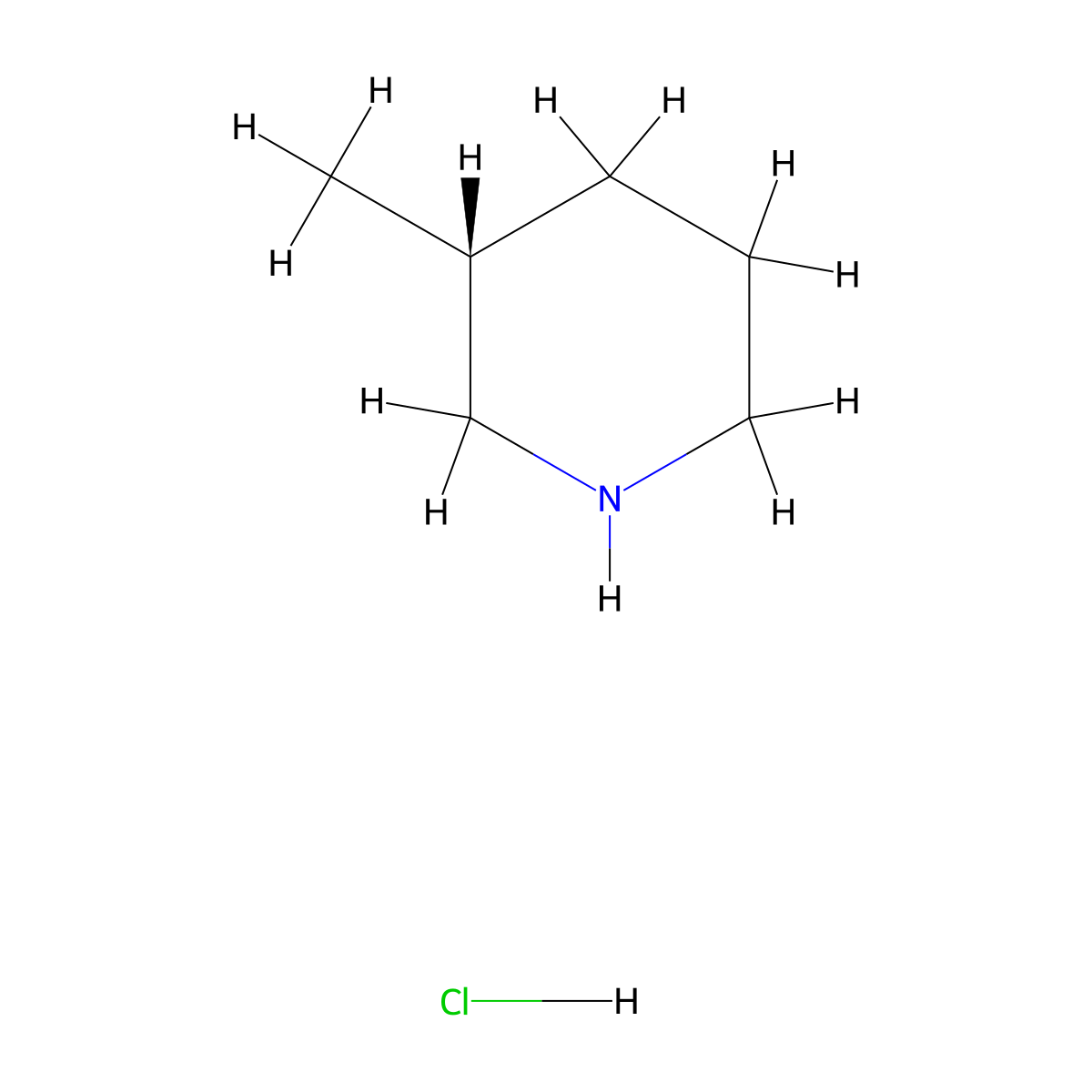 (3R)-3-methylpiperidine hydrochloride molecular structure, CAS 223792-48-1