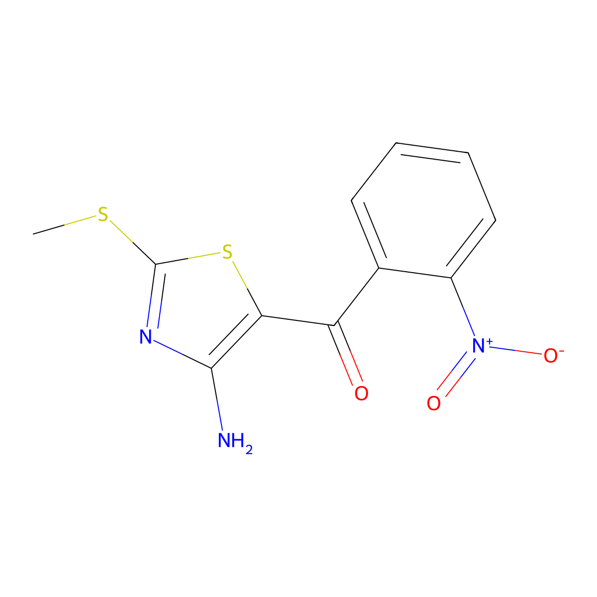 (4-Amino-2-(methylthio)thiazol-5-yl)(2-nitrophenyl)methanone molecular structure, CAS 2237942-23-1