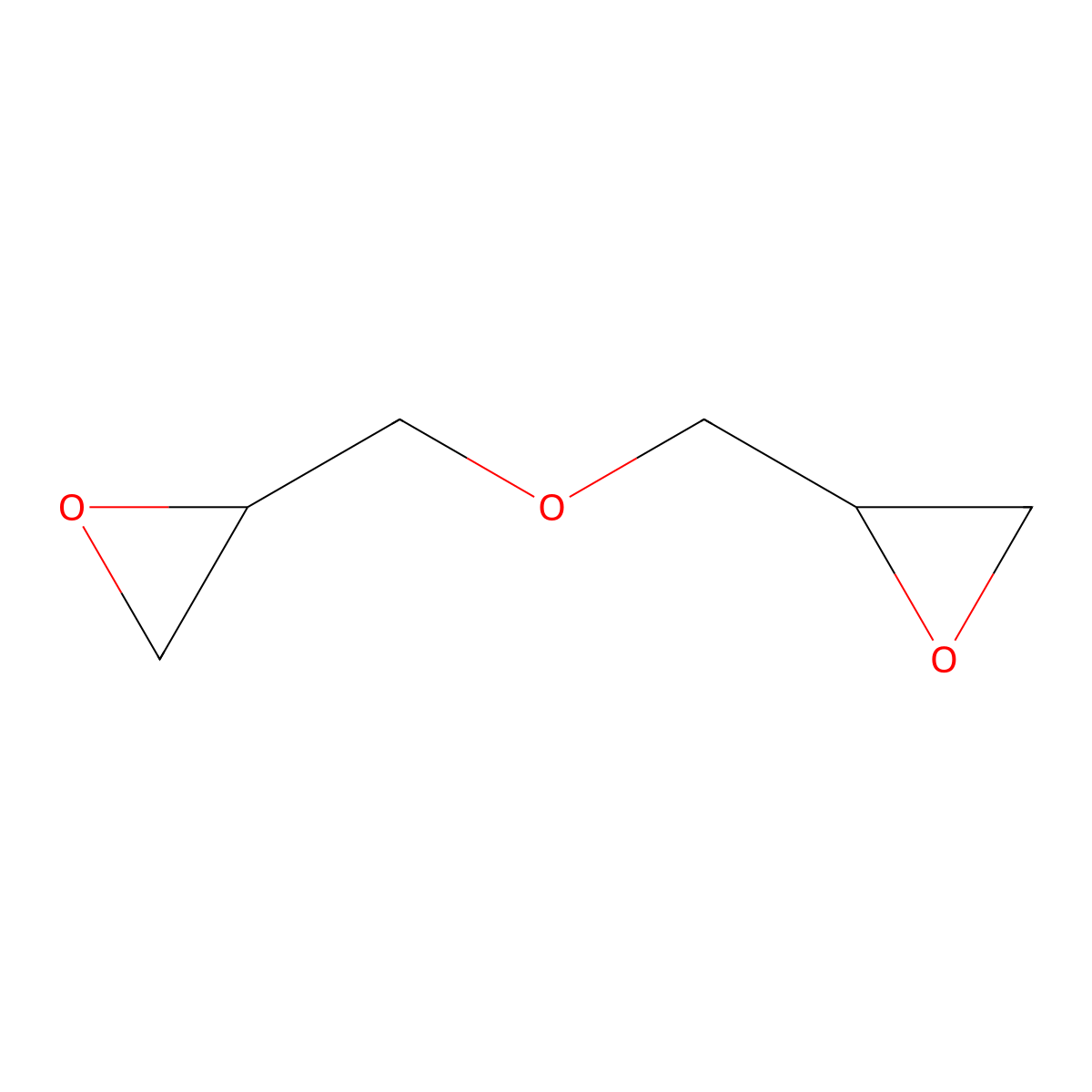 Diglycidyl ether molecular structure, CAS 2238-07-5