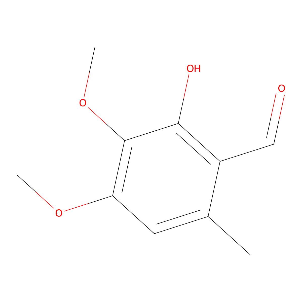 2-Hydroxy-3,4-dimethoxy-6-methylbenzaldehyde molecular structure, CAS 22383-86-4