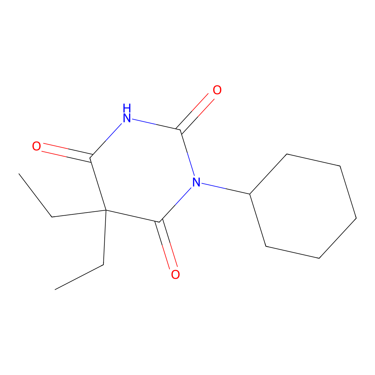 1-Cyclohexyl-5,5-diethylbarbituric acid molecular structure, CAS 22384-24-3