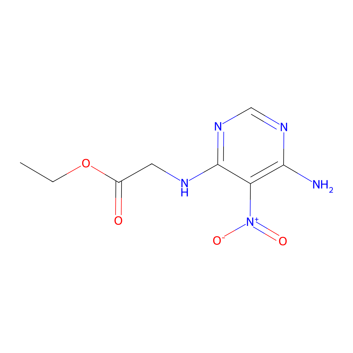 Ethyl 2-((6-amino-5-nitropyrimidin-4-yl)amino)acetate molecular structure, CAS 22386-74-9