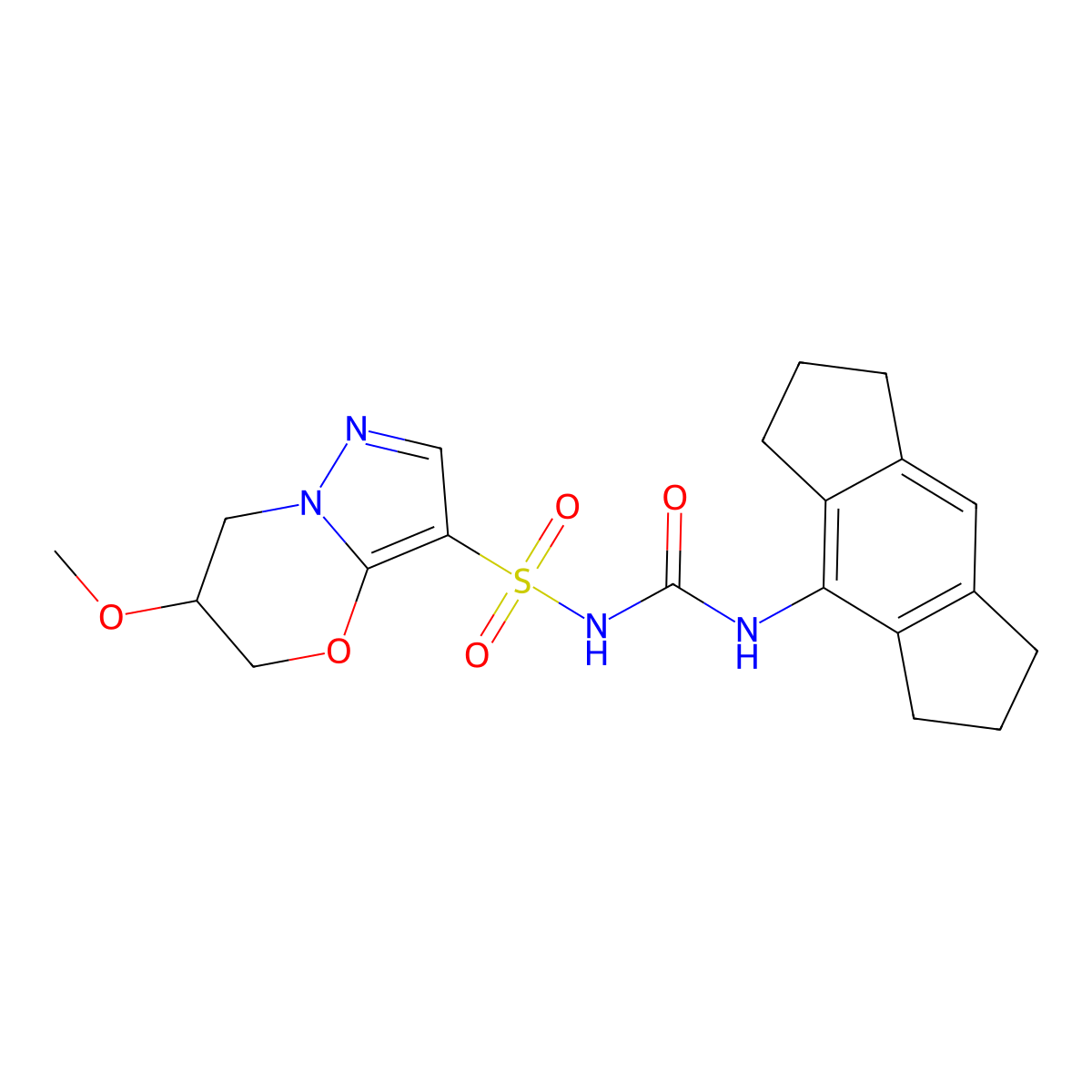 1-(1,2,3,5,6,7-hexahydro-s-indacen-4-yl)-3-[[(6S)-6-methoxy-6,7-dihydro-5H-pyrazolo[5,1-b][1,3]oxazin-3-yl]sulfonyl]urea molecular structure, CAS 2238820-43-2