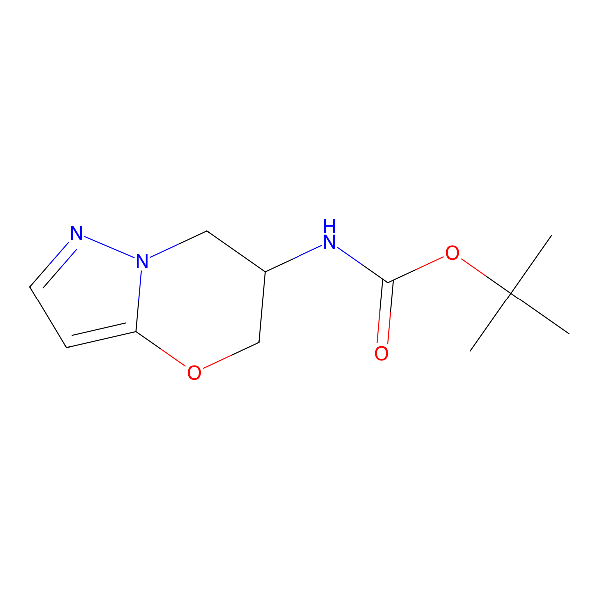 tert-Butyl (6,7-dihydro-5H-pyrazolo[5,1-b][1,3]oxazin-6-yl)carbamate molecular structure, CAS 2238821-33-3