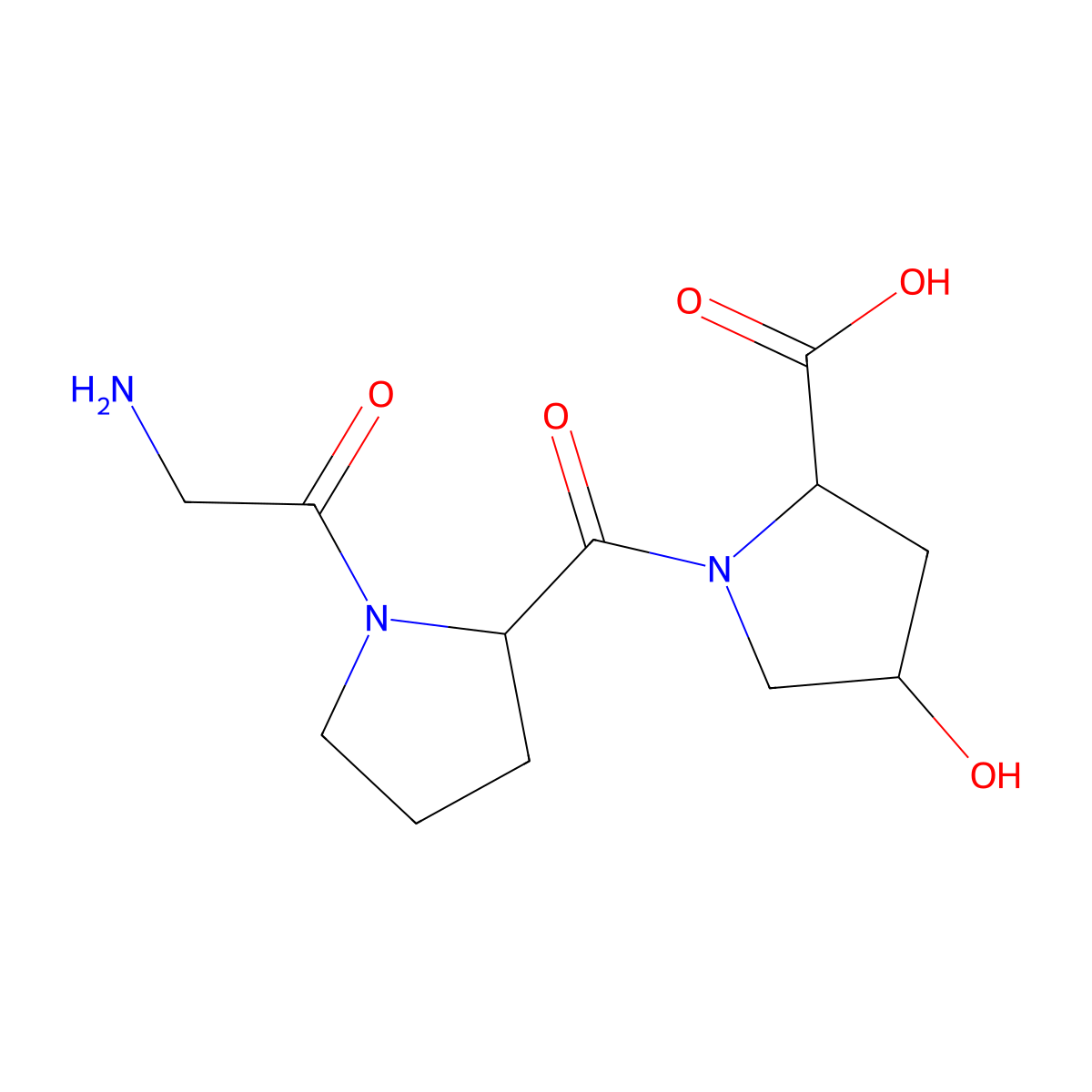 Glycyl-prolyl-hydroxyproline molecular structure, CAS 2239-67-0