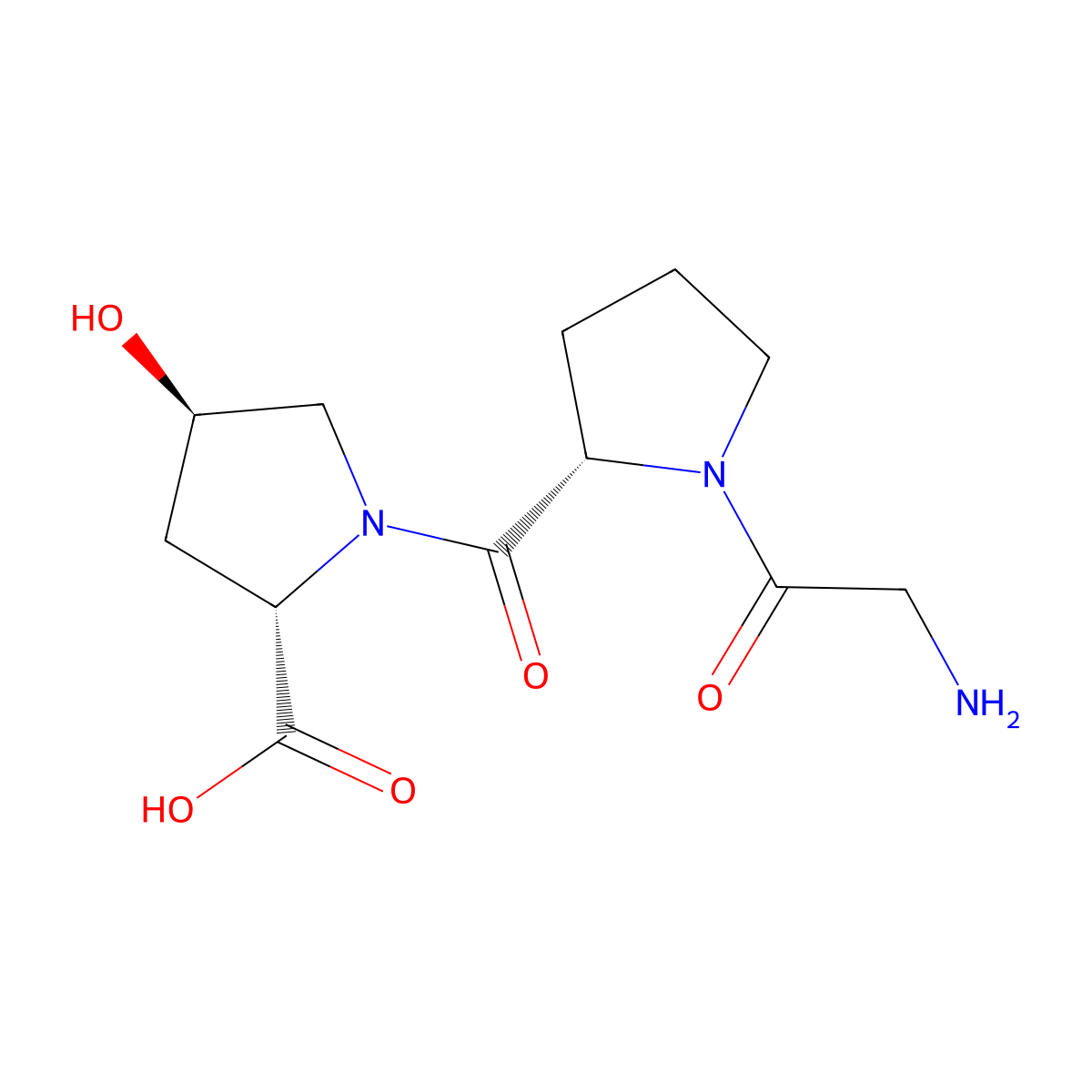 Glycyl-prolyl-hydroxyproline molecular structure, CAS 2239-67-0