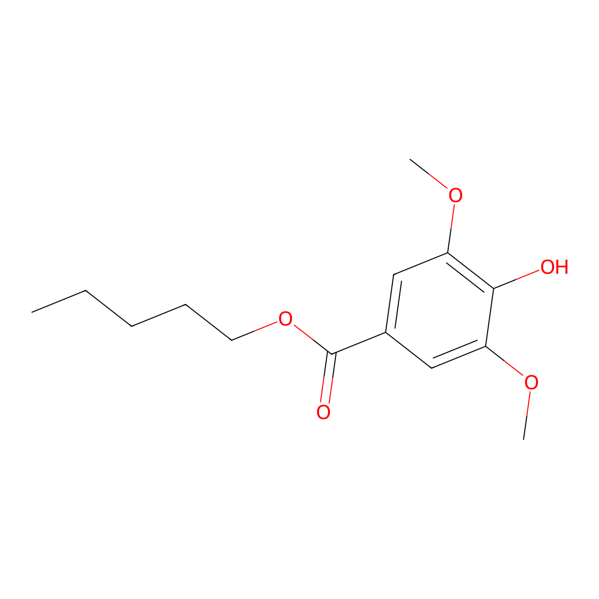 Pentyl syringate molecular structure, CAS 223907-48-0