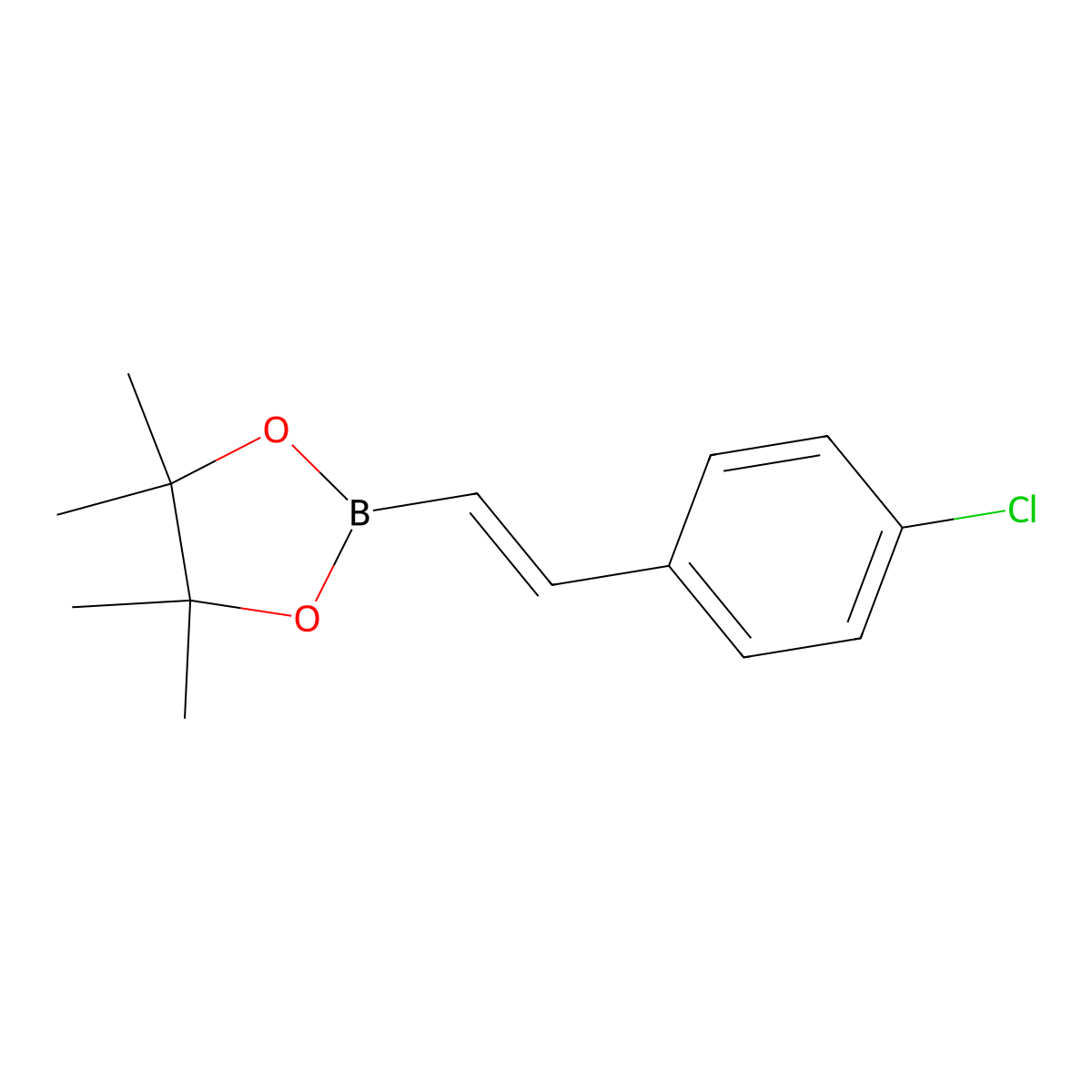 (E)-2-(4-Chlorostyryl)-4,4,5,5-tetramethyl-1,3,2-dioxaborolane molecular structure, CAS 223919-54-8