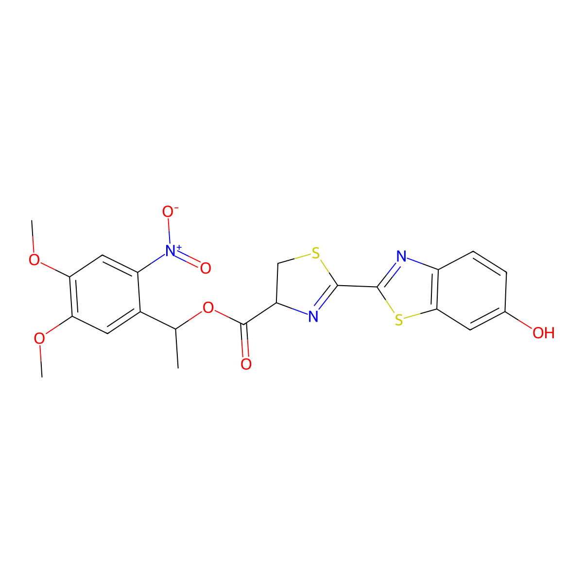 D-Luciferin 1-(4,5-dimethoxy-2-nitrophenyl)ethyl ester molecular structure, CAS 223920-67-0