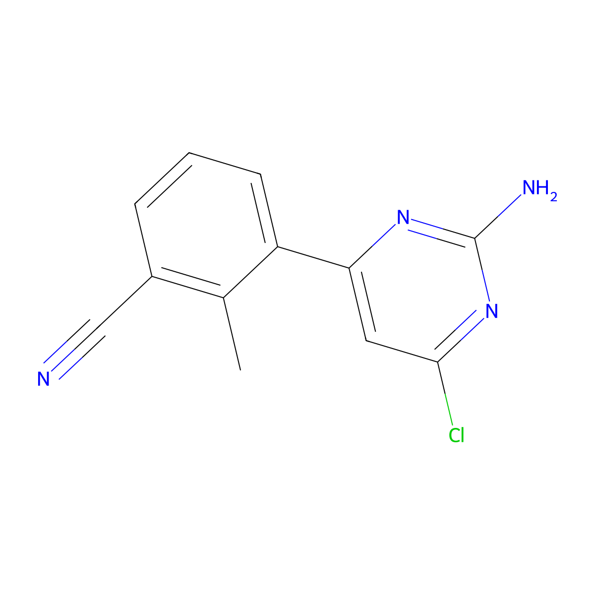 3-(2-Amino-6-chloro-4-pyrimidinyl)-2-methyl-benzonitrile molecular structure, CAS 2239278-05-6