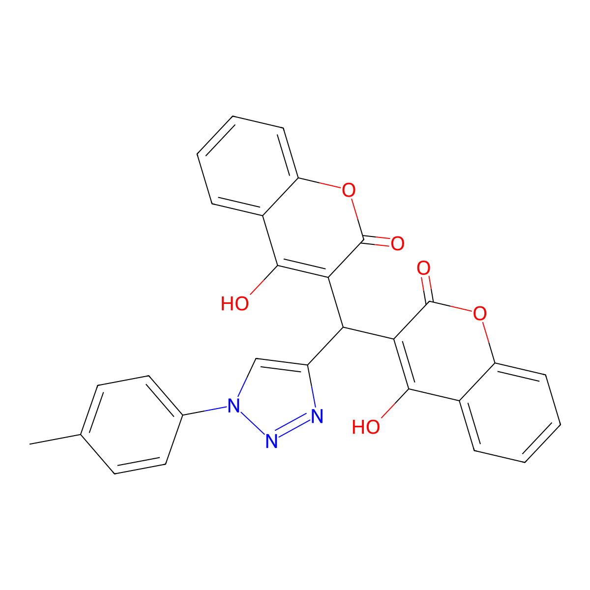3,3'-((1-(p-Tolyl)-1h-1,2,3-triazol-4-yl)methylene)bis(4-hydroxy-2h-chromen-2-one) molecular structure, CAS 2239318-39-7