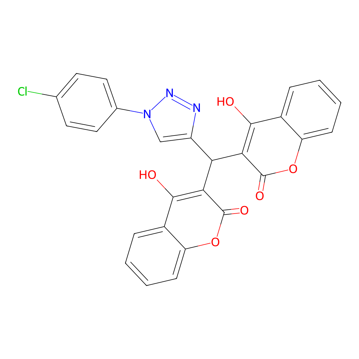 3,3'-((1-(4-Chlorophenyl)-1h-1,2,3-triazol-4-yl)methylene)bis(4-hydroxy-2h-chromen-2-one) molecular structure, CAS 2239318-44-4