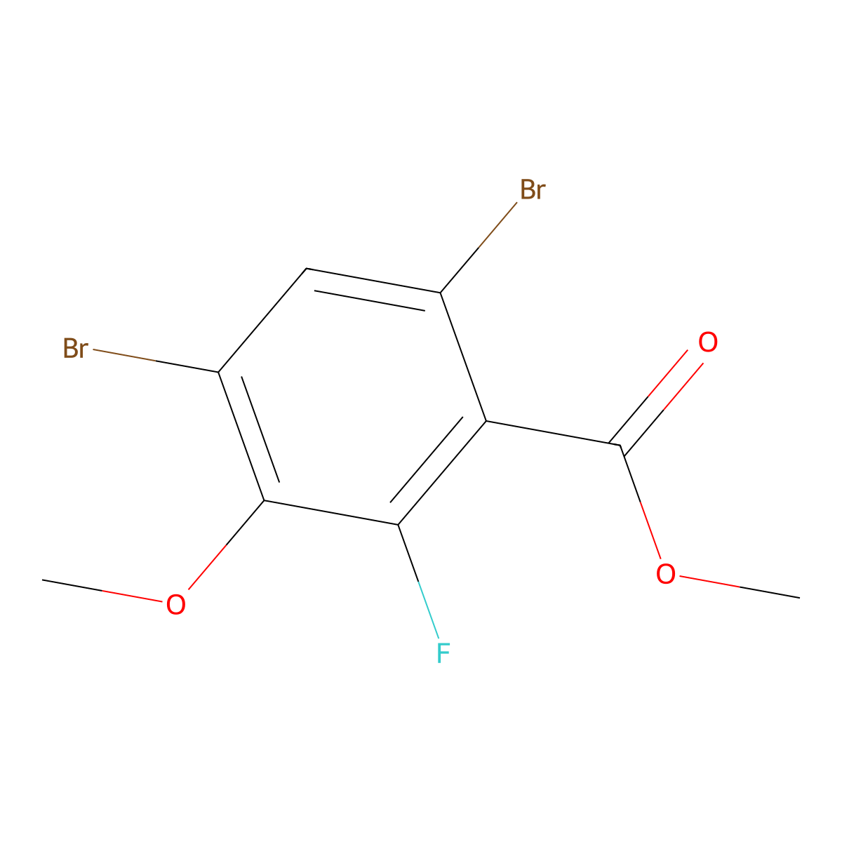 Methyl 4,6-dibromo-2-fluoro-3-methoxybenzoate molecular structure, CAS 2239325-11-0