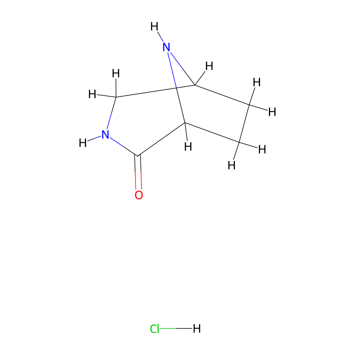 3,8-Diazabicyclo[3.2.1]octan-2-one hydrochloride molecular structure, CAS 22399-90-2