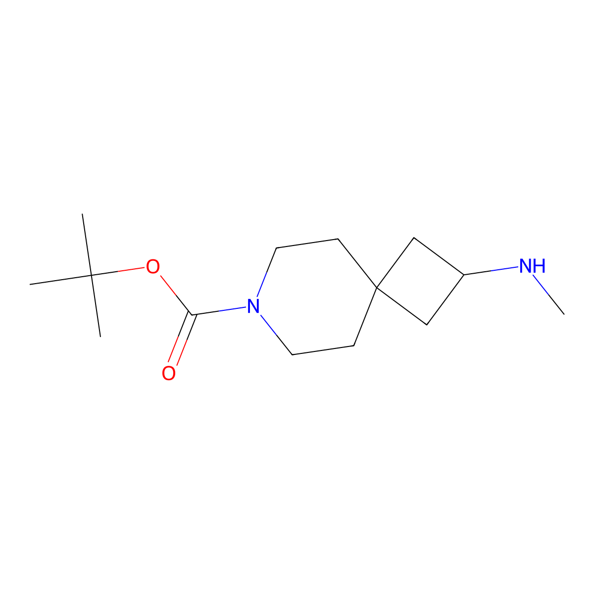 Tert-butyl 2-(methylamino)-7-azaspiro[3.5]nonane-7-carboxylate molecular structure, CAS 2240189-22-2