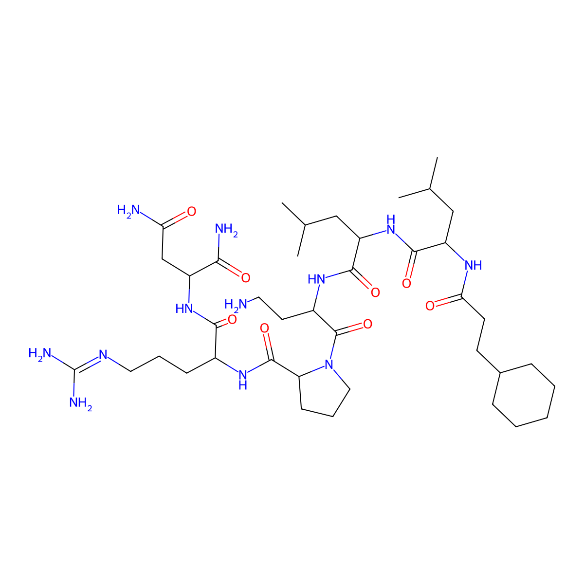 deamino-Cha-Leu-Leu-Dab-Pro-Arg-Asn-NH2 molecular structure, CAS 2240202-02-0