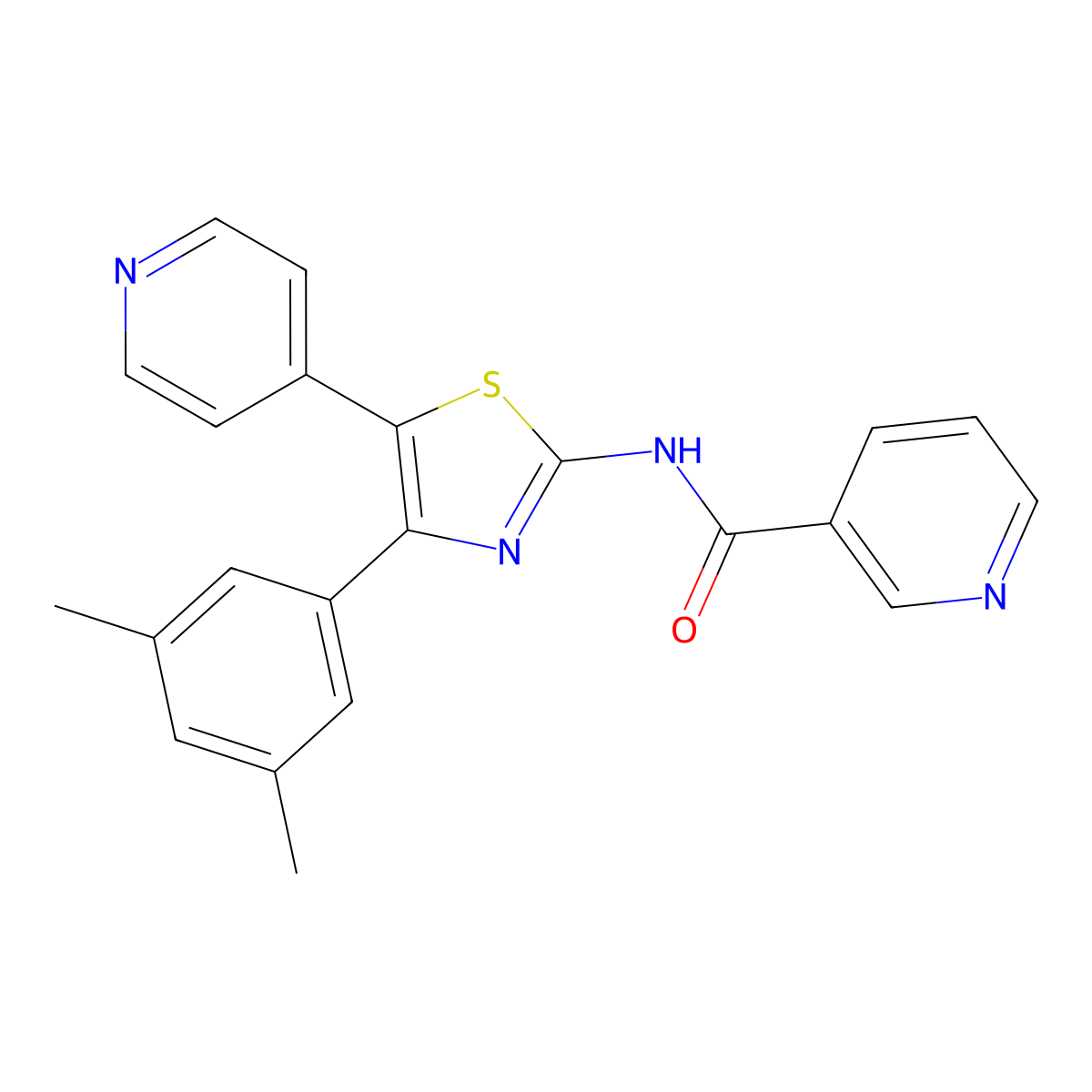 N-[4-(3,5-dimethylphenyl)-5-(4-pyridyl)-1,3-thiazol-2-yl]nicotinamide molecular structure, CAS 224040-19-1
