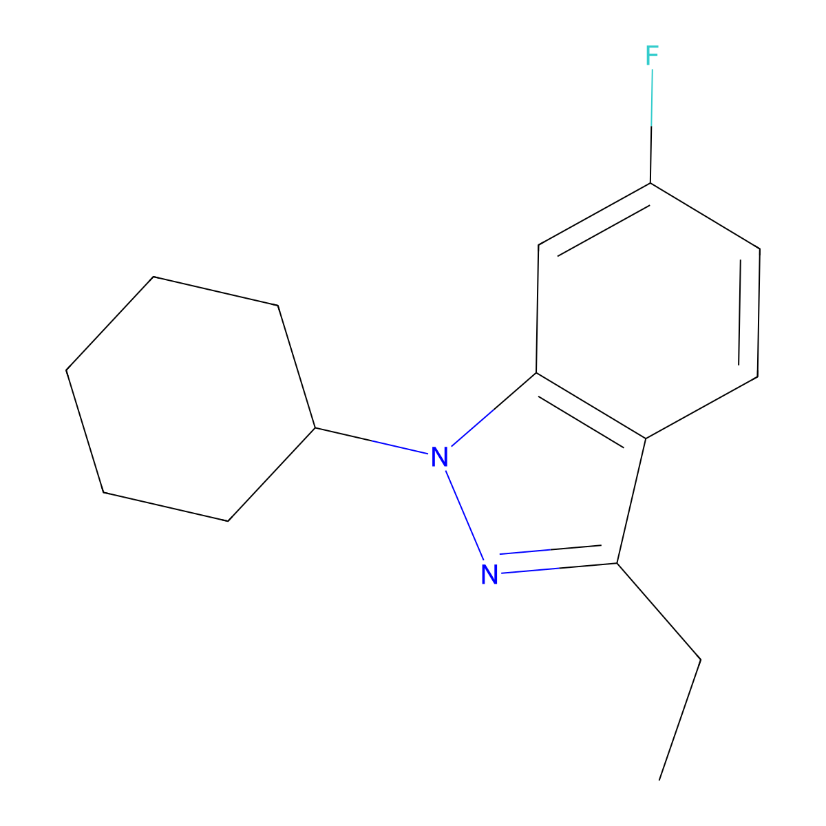 1-Cyclohexyl-3-ethyl-6-fluoro-1H-indazole molecular structure, CAS 224048-17-3