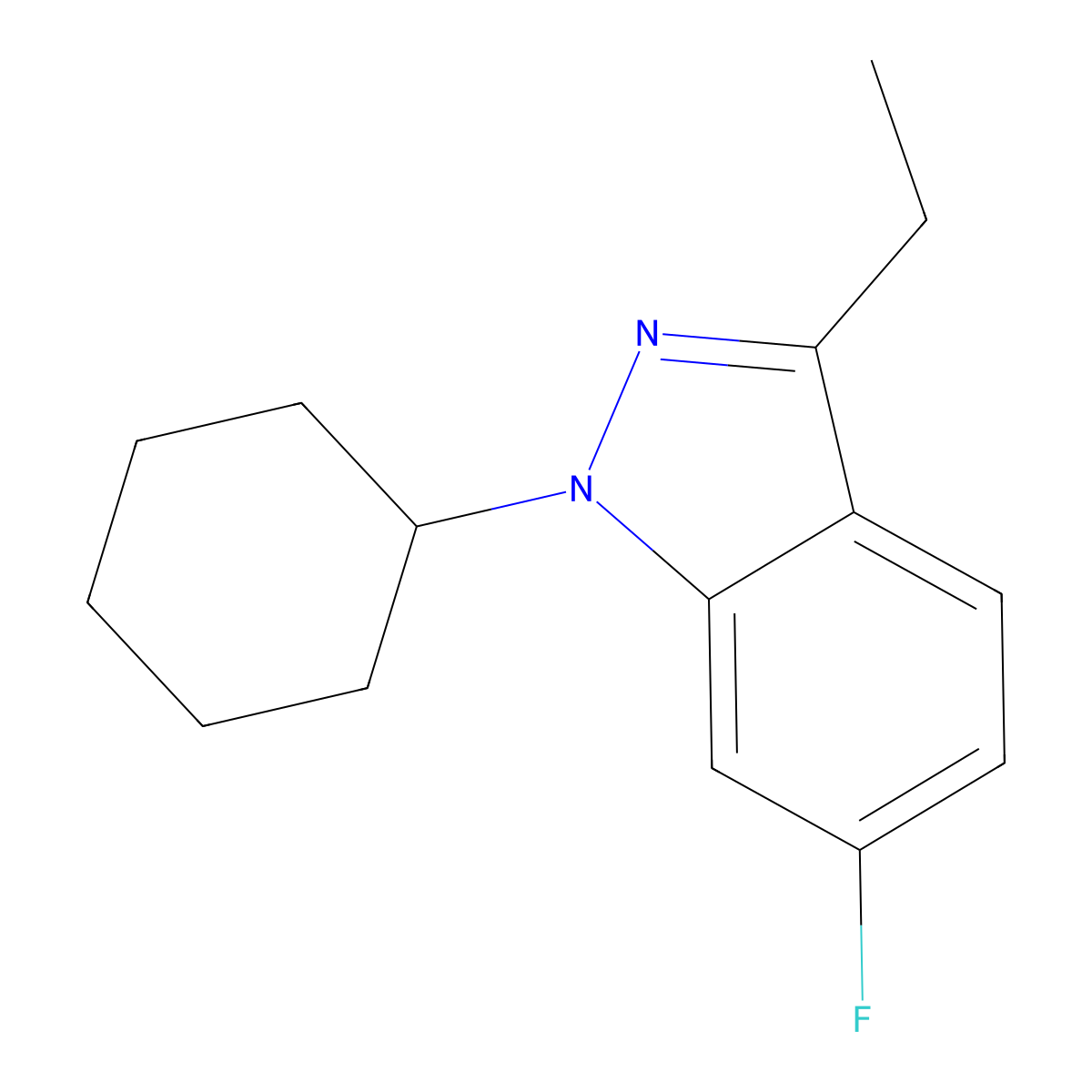 1-Cyclohexyl-3-ethyl-6-fluoro-1H-indazole molecular structure, CAS 224048-17-3