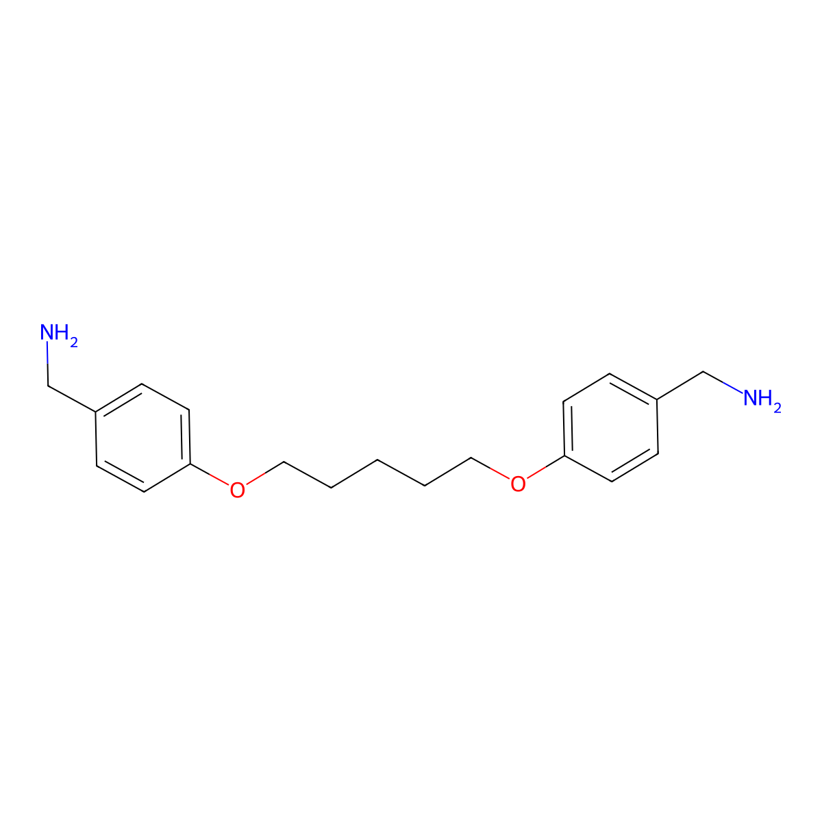 (4-((5-(4-(Aminomethyl)phenoxy)pentyl)oxy)phenyl)methanamine molecular structure, CAS 224054-40-4