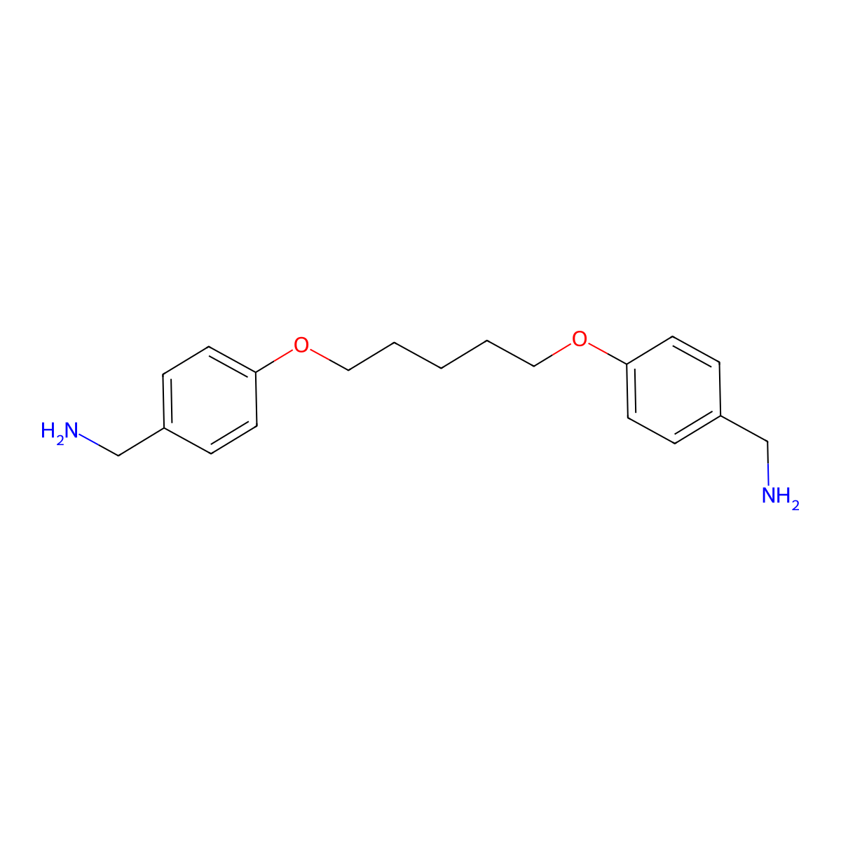 (4-((5-(4-(Aminomethyl)phenoxy)pentyl)oxy)phenyl)methanamine molecular structure, CAS 224054-40-4