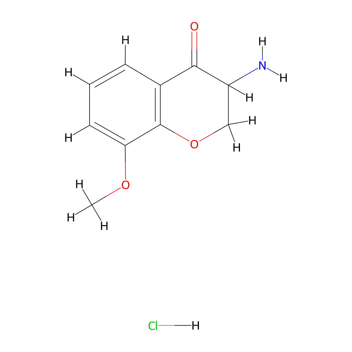 3-amino-8-methoxy-3,4-dihydro-2H-1-benzopyran-4-one hydrochloride molecular structure, CAS 22406-62-8