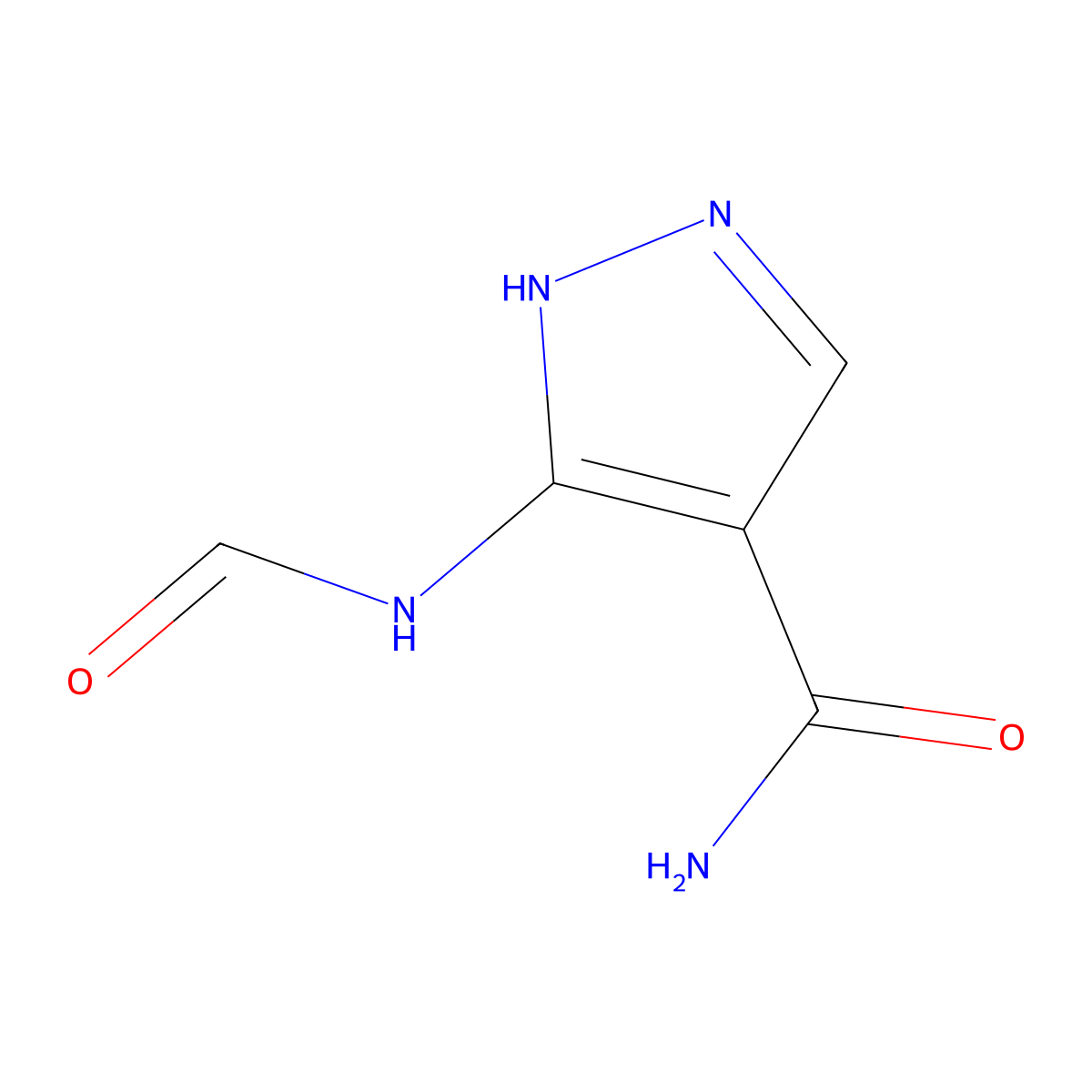 5-Formylamino-1H-pyrazole-4-carboxamide molecular structure, CAS 22407-20-1