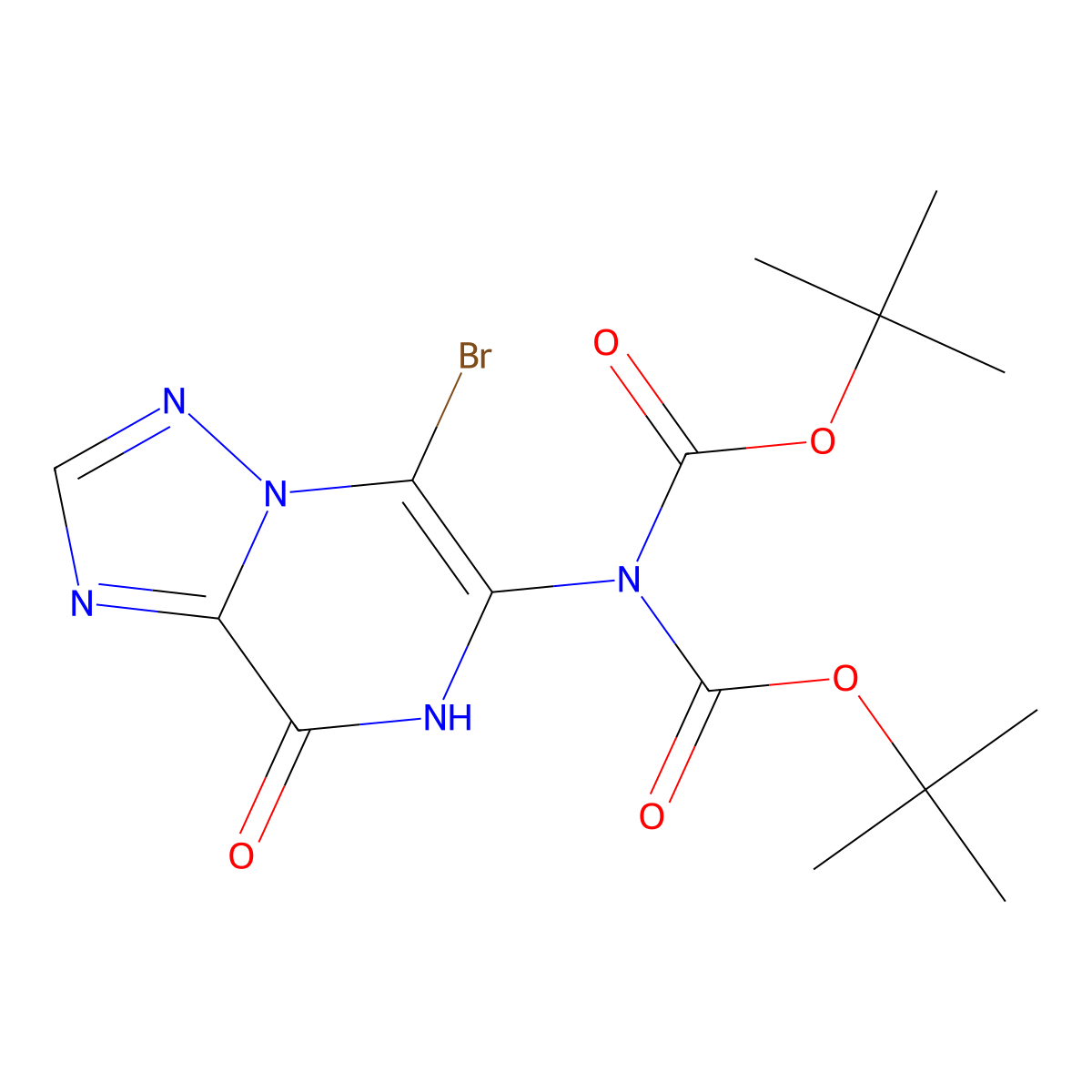 6-[Bis(Boc)amino]-5-bromo-[1,2,4]triazolo[1,5-a]pyrazin-8-ol molecular structure, CAS 2240987-76-0