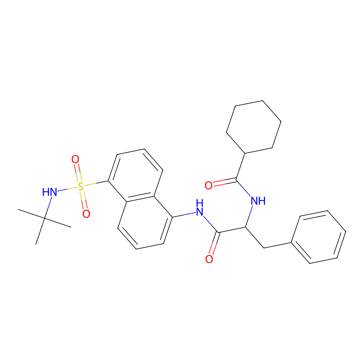 N-[(2S)-1-[[5-(tert-butylsulfamoyl)naphthalen-1-yl]amino]-1-oxo-3-phenylpropan-2-yl]cyclohexanecarboxamide molecular structure, CAS 2241025-68-1
