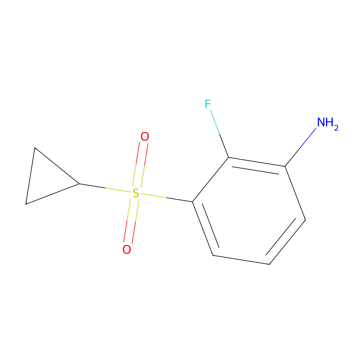 3-(Cyclopropylsulfonyl)-2-fluorobenzenamine molecular structure, CAS 2241040-15-1