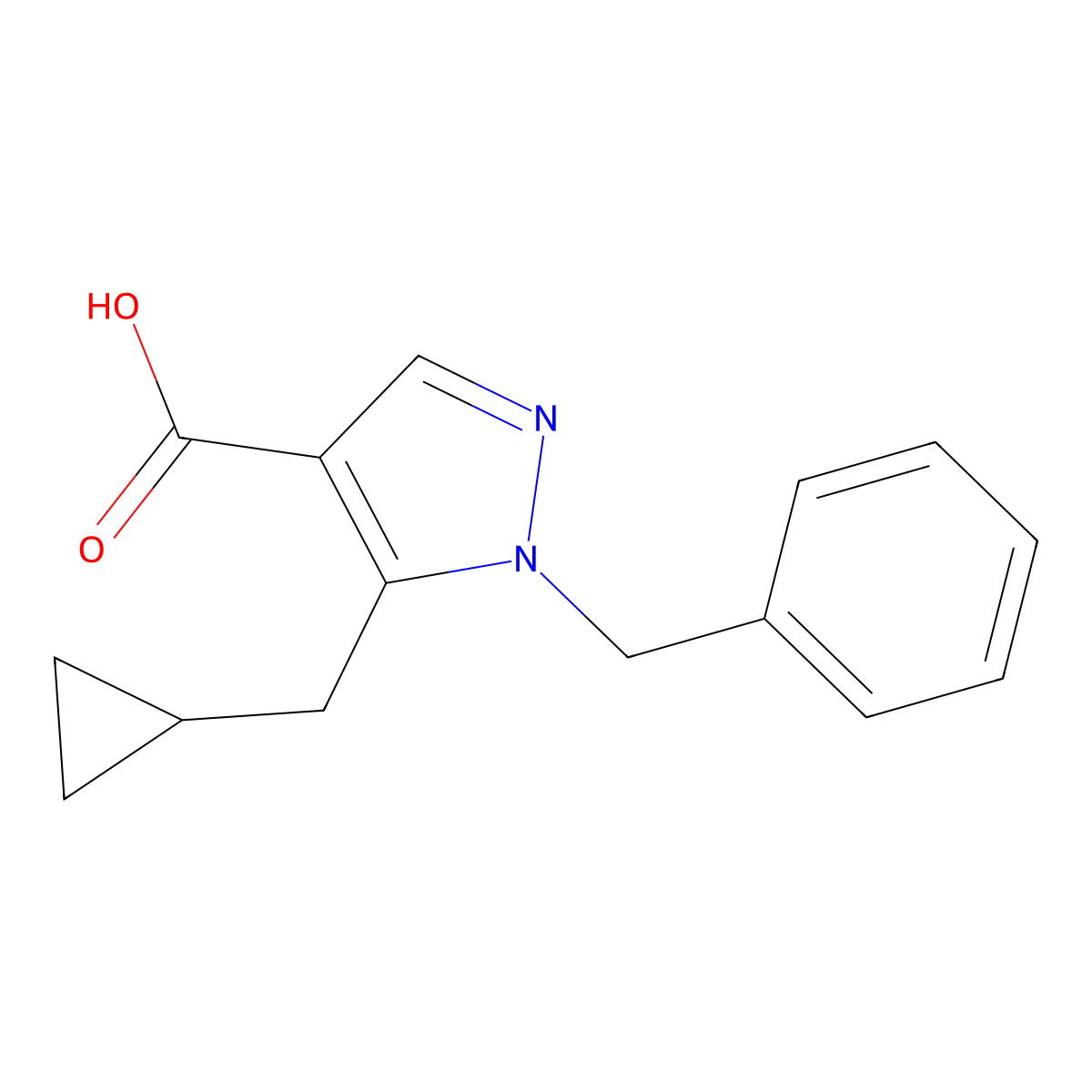 1-Benzyl-5-(cyclopropylmethyl)-1H-pyrazole-4-carboxylic Acid molecular structure, CAS 2241053-14-3