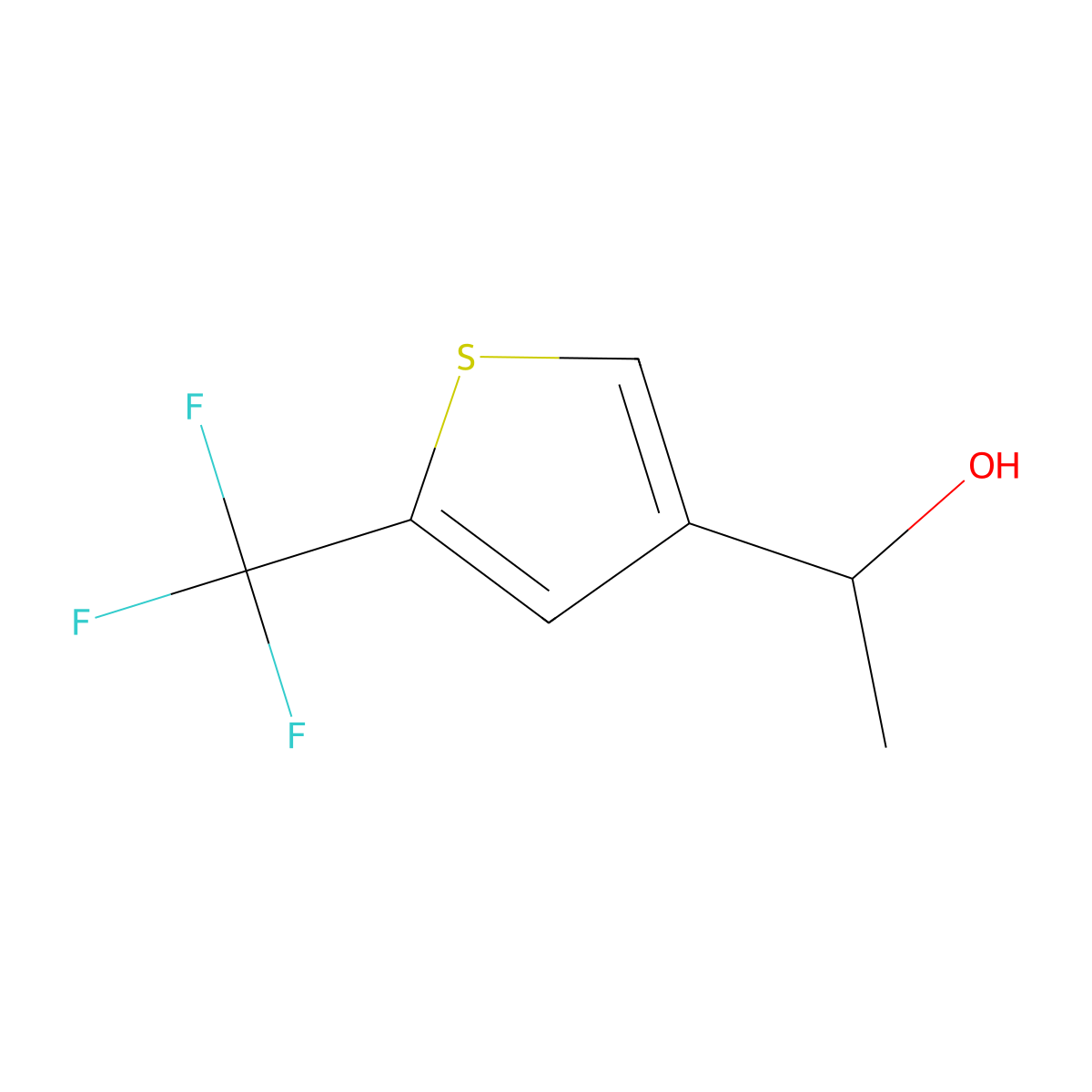 (1S)-1-[5-(trifluoromethyl)thiophen-3-yl]ethan-1-ol molecular structure, CAS 2241107-30-0