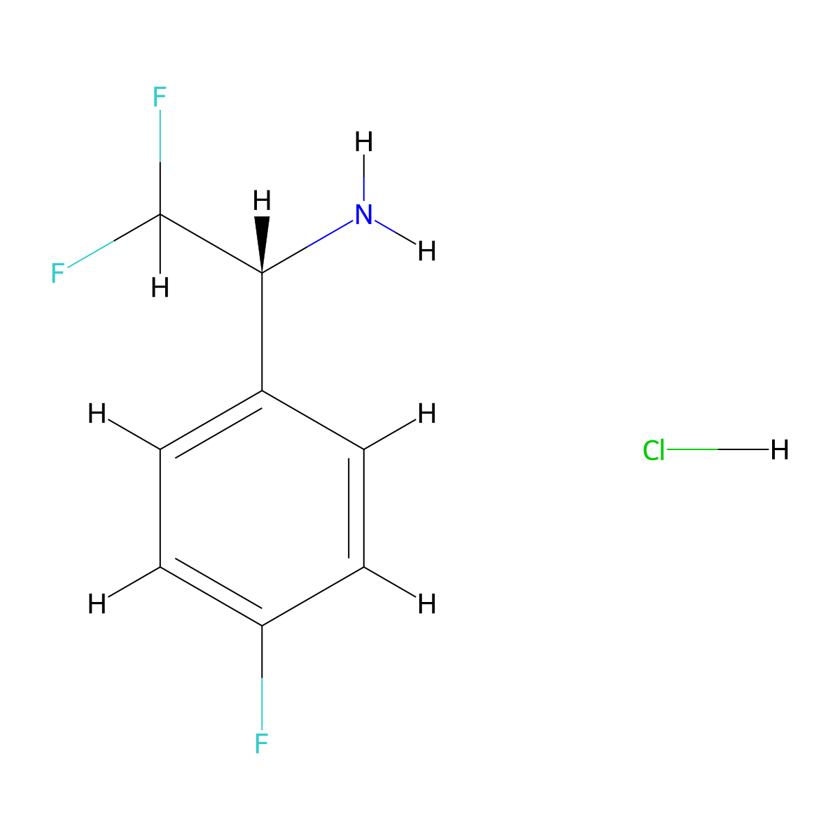(1R)-2,2-difluoro-1-(4-fluorophenyl)ethan-1-amine hydrochloride molecular structure, CAS 2241107-58-2