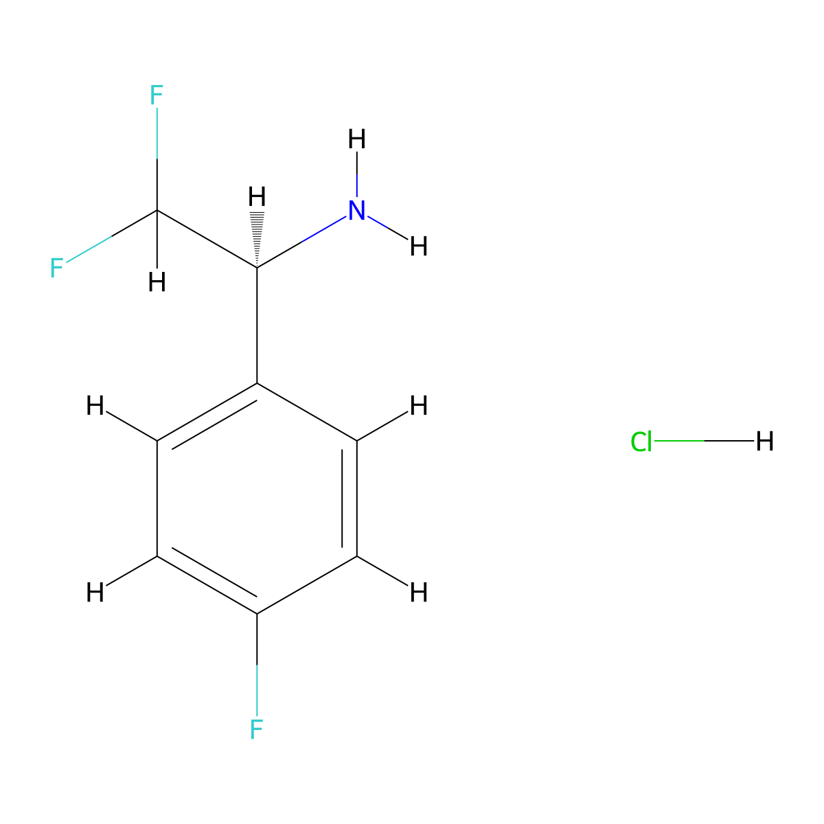 (S)-2,2-difluoro-1-(4-fluorophenyl)ethanamine hydrochloride molecular structure, CAS 2241107-67-3