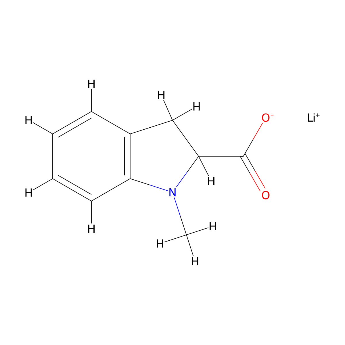 lithium(1+) 1-methyl-2,3-dihydro-1H-indole-2-carboxylate molecular structure, CAS 2241127-85-3