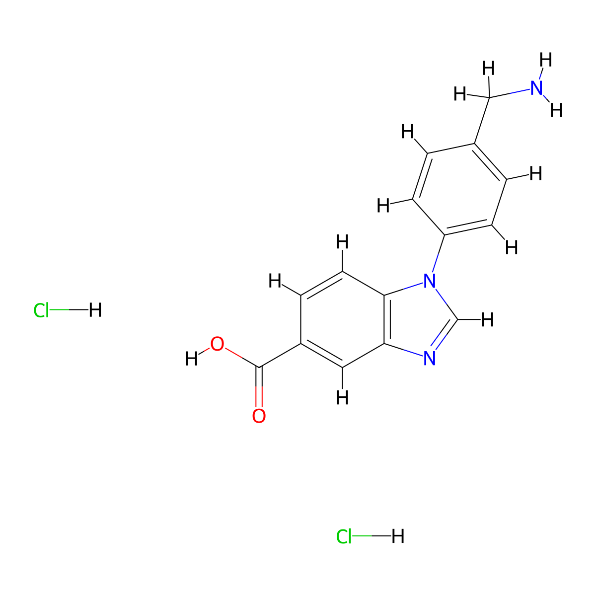 1-[4-(Aminomethyl)phenyl]benzimidazole-5-carboxylic acid;dihydrochloride molecular structure, CAS 2241127-89-7