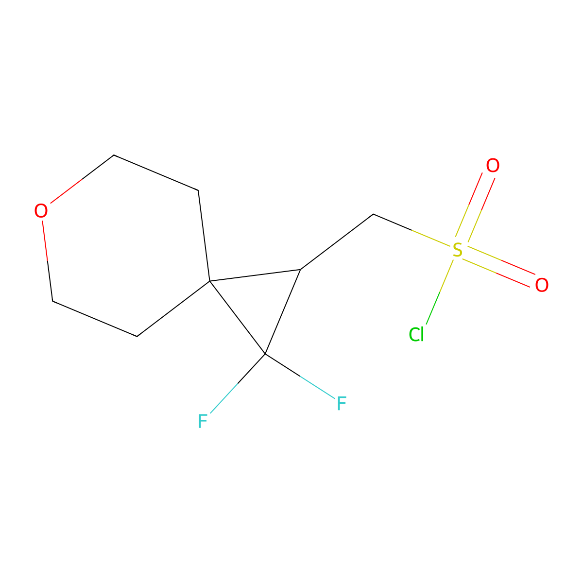 (2,2-Difluoro-6-oxaspiro[2.5]octan-1-yl)methanesulfonyl chloride molecular structure, CAS 2241127-91-1