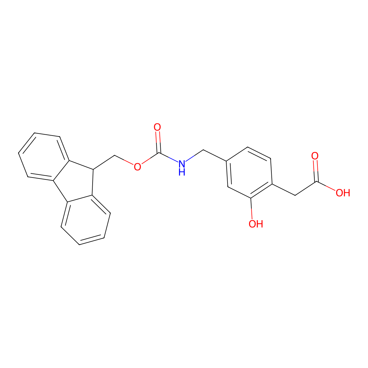 2-{4-[({[(9H-fluoren-9-yl)methoxy]carbonyl}amino)methyl]-2-hydroxyphenyl}acetic acid molecular structure, CAS 2241128-02-7