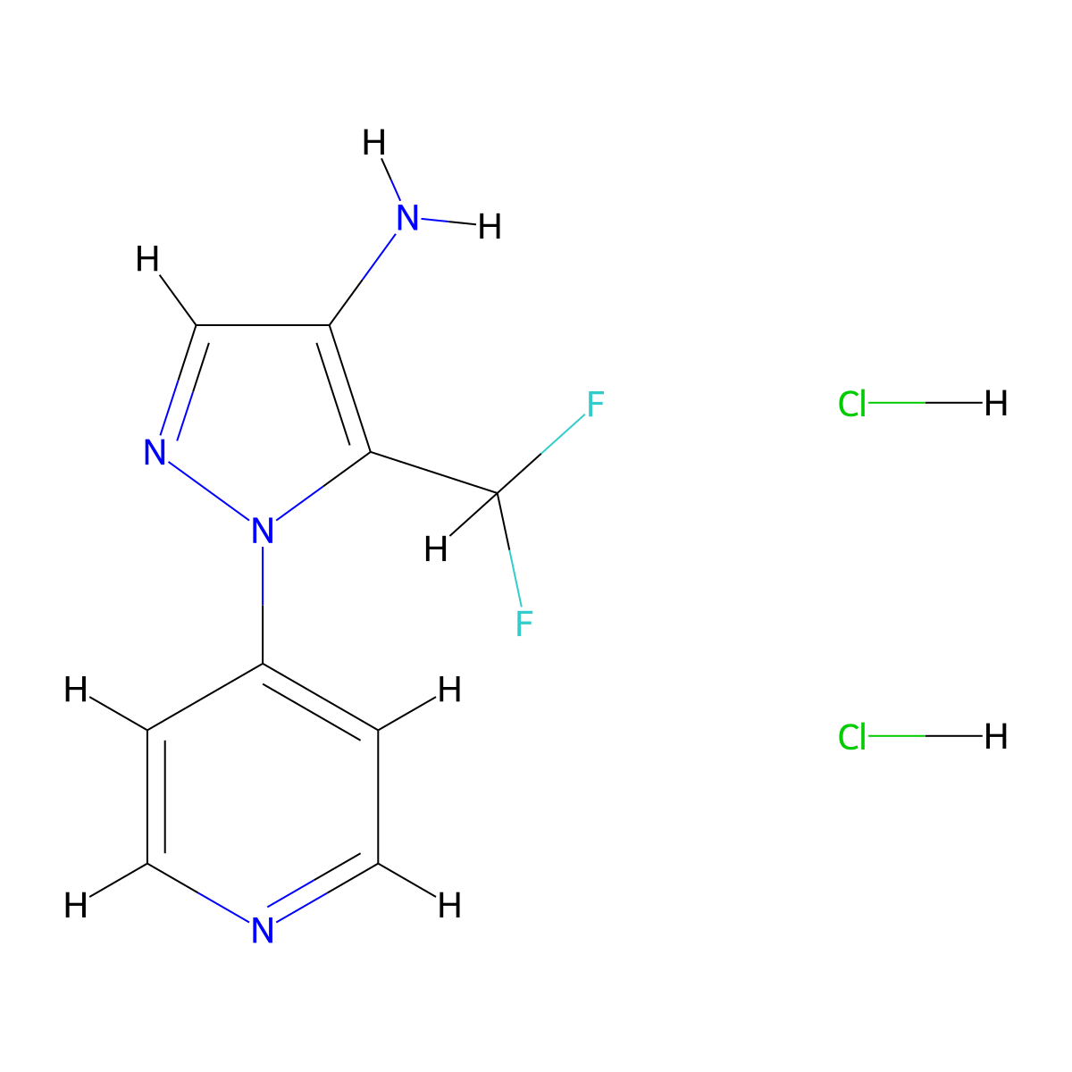 5-(difluoromethyl)-1-(pyridin-4-yl)-1H-pyrazol-4-amine dihydrochloride molecular structure, CAS 2241128-05-0