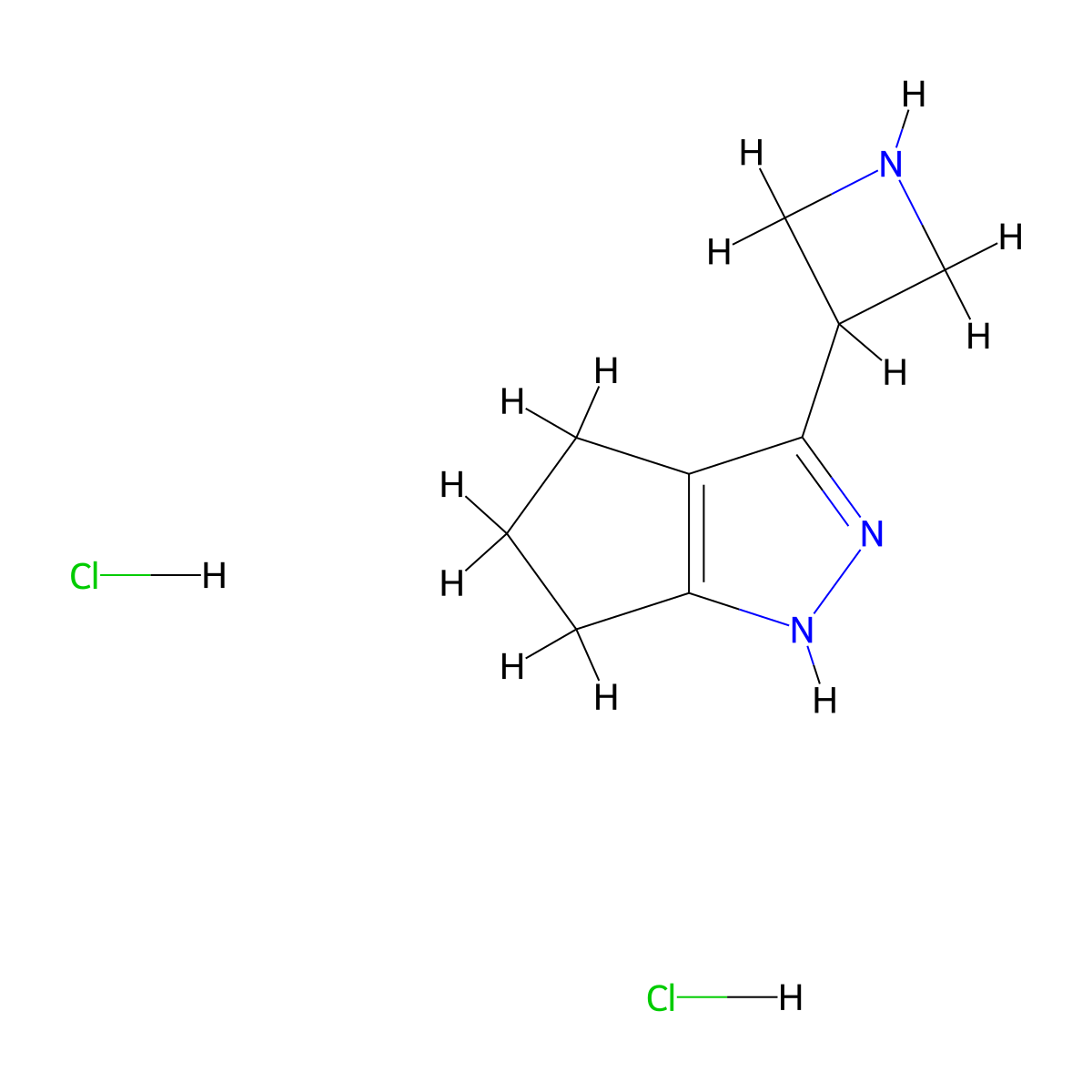 3-(1H,4H,5H,6H-cyclopenta(c)pyrazol-3-yl)azetidine dihydrochloride molecular structure, CAS 2241128-07-2