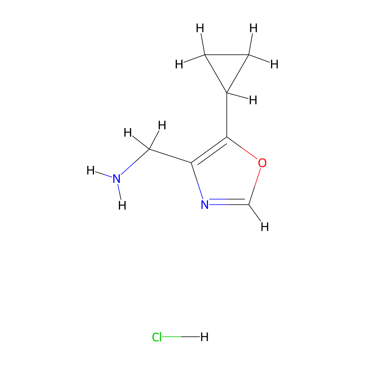 (5-Cyclopropyl-1,3-oxazol-4-yl)methanamine hydrochloride molecular structure, CAS 2241128-09-4