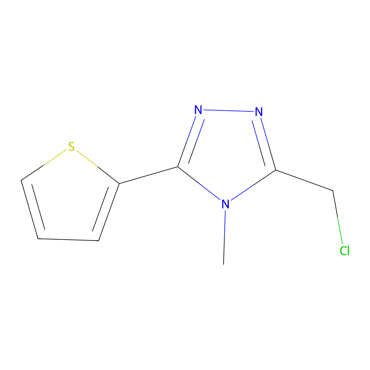 3-(chloromethyl)-4-methyl-5-(thiophen-2-yl)-4H-1,2,4-triazole molecular structure, CAS 2241128-12-9