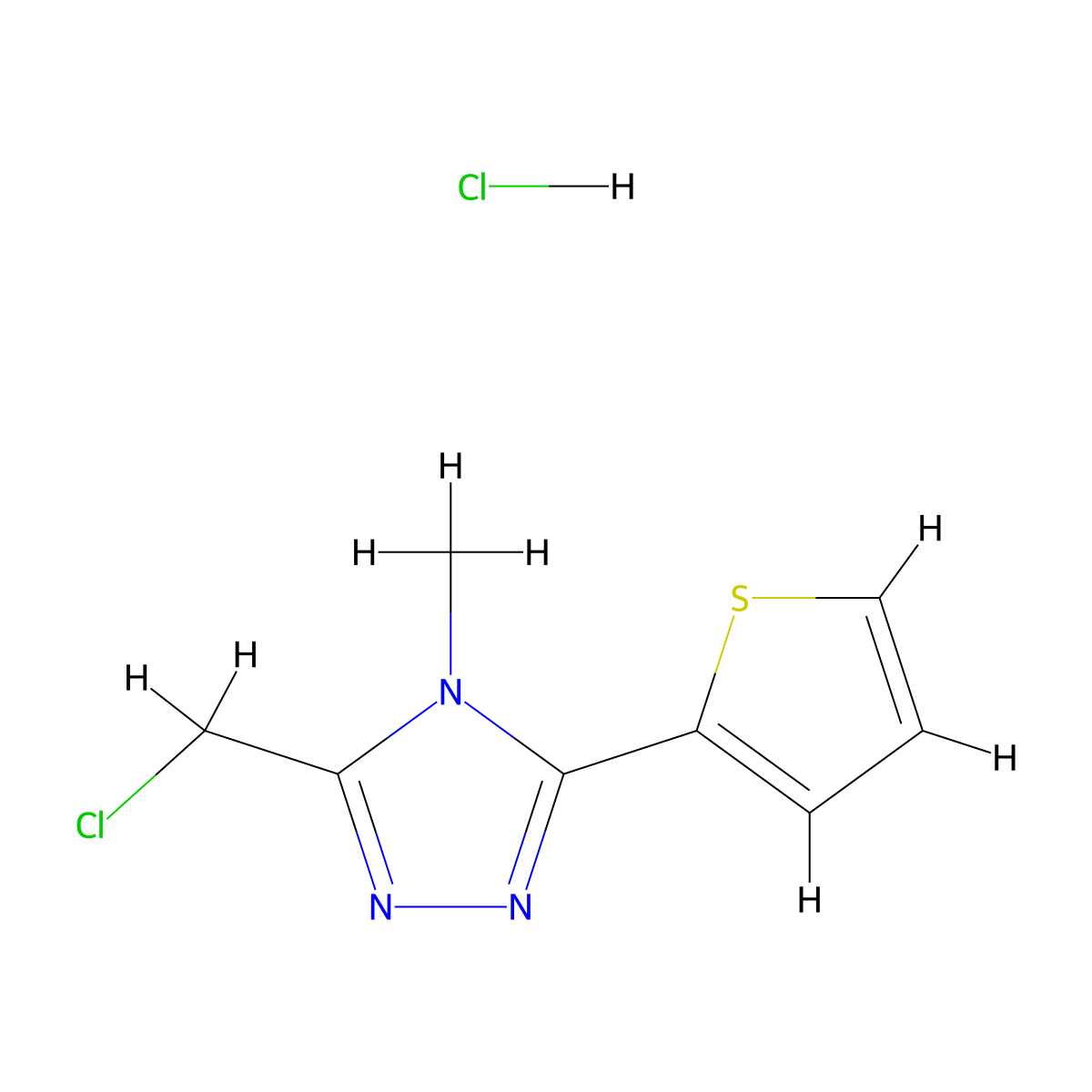 3-(chloromethyl)-4-methyl-5-(thiophen-2-yl)-4H-1,2,4-triazole hydrochloride molecular structure, CAS 2241128-13-0
