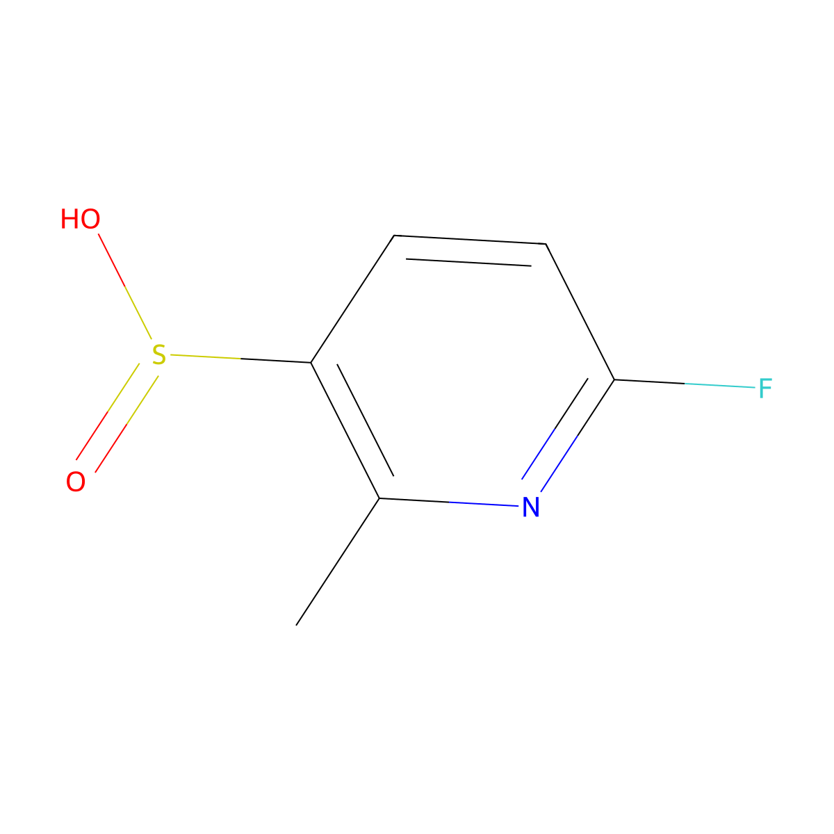 6-Fluoro-2-methylpyridine-3-sulfinic acid molecular structure, CAS 2241128-14-1
